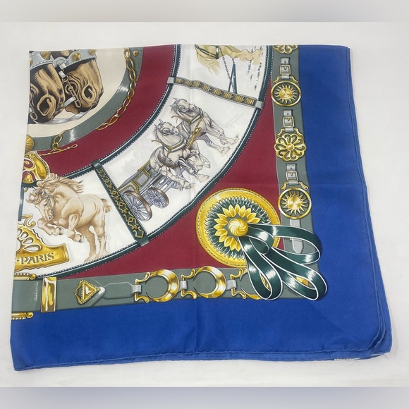 Hermes Silk Scarf Chevaux De Trait Carre 90 Vintage Bourthoumieux - Picture 10 of 16